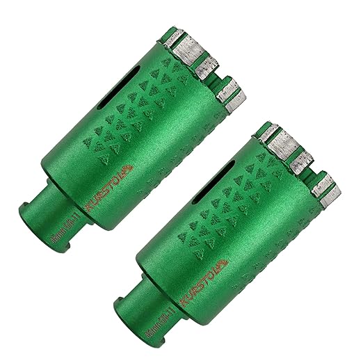 KURSTOL Diamond Core Drill Bits - 2pcs 1-3/4 Inch with 58-11 Thread Granite Hole Saw Dry or Wet Drilling Hard Stone Marble Concrete Quartz Countertop Laser Welded Masonry Coring(45mm)