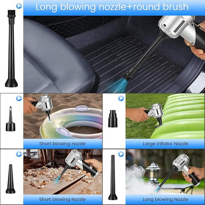 CHUMPOSH Car Vacuum Portable Cordless with 18000PA Super Suction, 4 in 1 Portable Air Blower/Car Vacuum 90°Foldable Handheld Rechargeable Brushless Motor, Gifts for Valentine's Day for Home, PC
