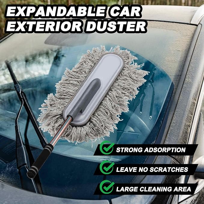 HARFINGTON Car Duster Brush Exterior Scratch Free Car Cleaning Brush High-Density Soft Auto Detailing Tool with Retractable Handle for Car SUV Truck Motorcycle Home Cleaning