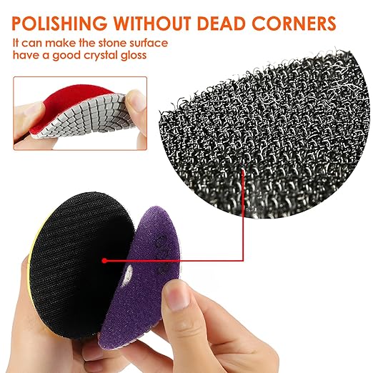 24pcs Diamond Polishing Pads Kit 4 Inch 100mm Round Sanding Discs Wet Dry Grinding Wheels Set Diamond Sandpaper for Diamond Granite Stone Concrete Marble