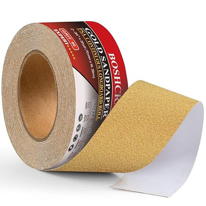 80 Grit PSA Longboard Sandpaper, 20-Yard Long Continuous Roll 2-3/4" Wide Self-Adhesive Sanding Paper for Auto Body Woodworking Metalworking