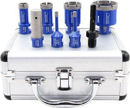 SHDIATOOL Diamond Core Drilling Bits Set for Porcelain Hole Saw Cutter for Tile Marble Ceramic Granite Kit 5/8-inch-11 8pieces