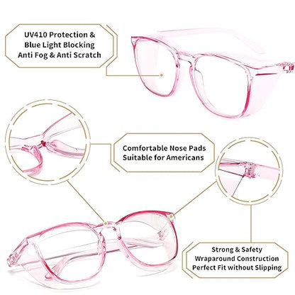 Alsenor Safety Glasses Anti Fog Goggles Protective Eyewear Blue Light Blocking Anti Dust UV Protection Glasses For Men Women (Purple)