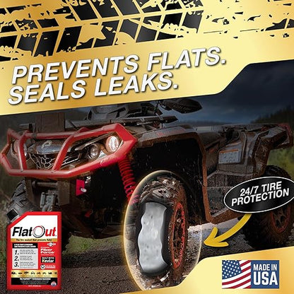 FlatOut Off Road Multi-Purpose Tire Sealant - Prevents and Repairs Flat Tires - Seals Leaks - Contains Kevlar - Tubeless Tire Sealant - 32-Ounce Bag - Pack of 2