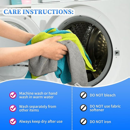 FIXSMITH Shop Towels-200 Pack, Multi-Functional Shop Rags, 12 x 16 in Microfiber Cleaning Cloth, Highly Absorbent Cleaning Rags, Cleaning Towels for Car Kitchen Home Office