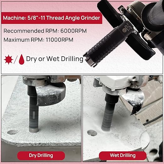 Diamond Core Drill Bit - FOCSTOL 1-1/4''(32mm) Laser Welded Hole Saw for Dry or Wet Drilling Granite Marble Concrete Quartz 5/8''-11 Thread