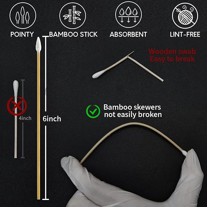 PINGMIC Gun Cleaning Supplies - Gun Cleaning Patches and Long Cotton Swabs Set, 6" Cotton Swabs, Lint Free Cloth Fit Most Caliber Firearms