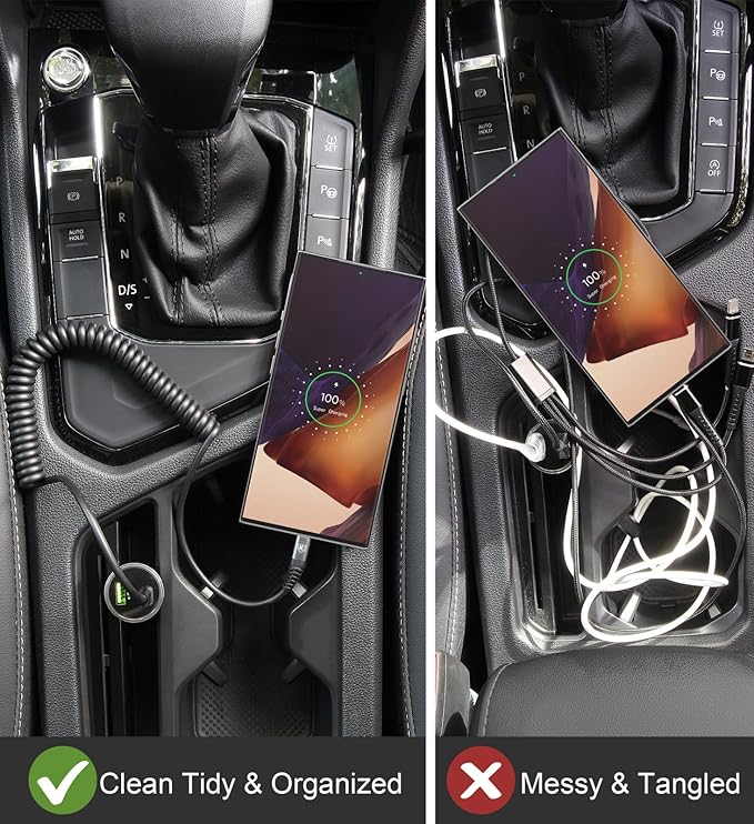USB C to C Cable 3ft 2Pack Coiled USB C Charger Cable for Car Type C Fast Charging Cable for iPhone 17/16/15/Plus/Pro/Pro Max/Samsung Galaxy S23