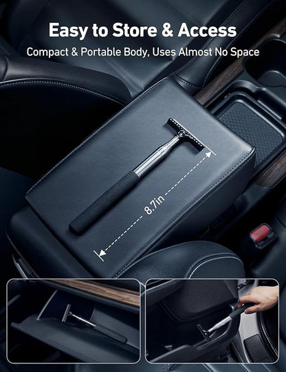 AstroAI Car Windshield Cleaner Tool, Window Cleaning Kit with 39in Car Mirror Squeegee, 4 Reusable Microfiber Pads and Extendable Handle, Gray