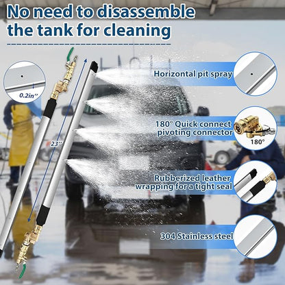 304 Stainless Steel Car Radiator Cleaner 4500PSI High-Pressure 4-Hole Fan Nozzle, 1/5" Ultra-Thin Flat Design, 180° Rotating Brass Adapter, Water-Air Dual-Use. Fits tight spaces