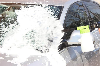 Mr. Detroit - Car Wash Foam Blaster and Chenille Double Noodle Microfiber Wash Mitt Scratch-Free Premium Wash Mitt, Lime Green - Car Wash Gun Connects to Any Garden Hose - 2pc
