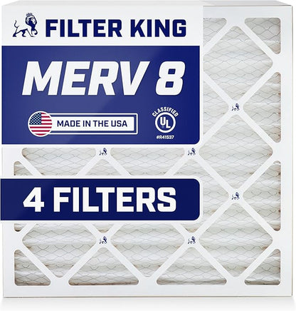 Filter King 9x21x1 Air Filter | 4-PACK | MERV 8 HVAC Pleated A/C Furnace Filters | MADE IN USA | Actual Size: 9 x 21 x .75"