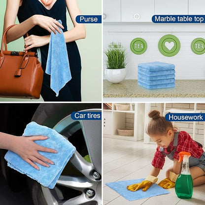 Tallew 16 Pcs 15 Pcs Car Microfiber Towels Buffing Drying Wash Cleaning Cloths Plush Large Towels Thick Care Polishing Detailing Waxing Scratch Proof Towel, 15.75 x 15.75 Inch (Light Blue)