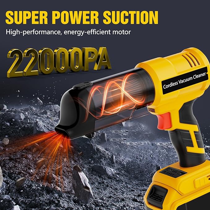 3 in 1 Cordless Handheld Vacuum Compatible with Dewalt 20V Battery, 22000Pa Suction Car Vacuum Portable for Quick Cleanups in Vehicles,Workshops,Homes and Offices(No Battery)