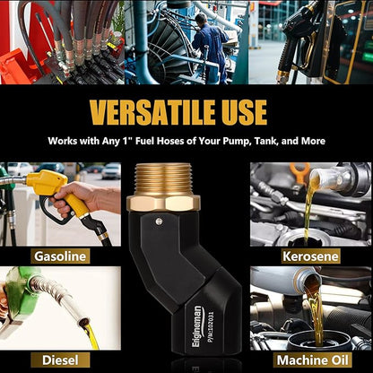 1" NPT 1PCS Fuel Hose Swivel - Multi-Plane 360° Rotating Connector for Fuel, Water, Diesel, Gasoline, Kerosene Transfer Pumps, Tanks & Nozzles