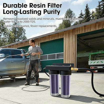 Spotless Water System for Car Wash,Portable Deionized Water Car Wash System - Spotless Shine Without Wiping, Professional Grade Resin Filter for RV, Motorcycle, Boat & Glass