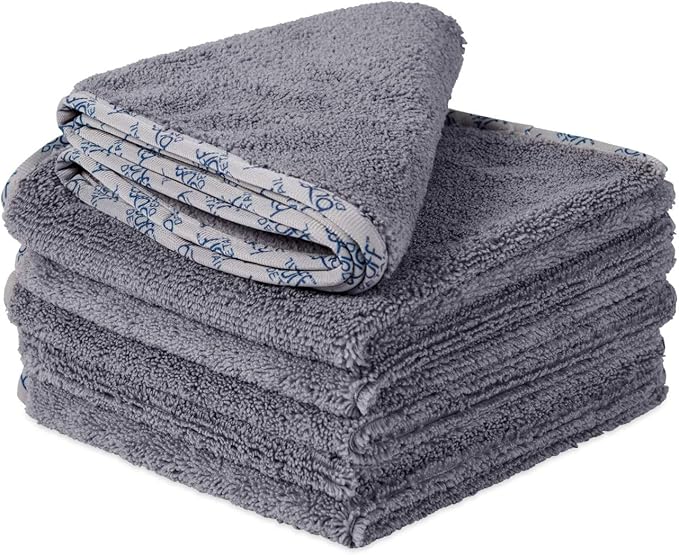 Detail Microfiber Car Towels Bulk (16"x 16")| 400 GSM | 80/20 Blend | Tagless | Soft Satin Piped Edges | All-Purpose Auto Detailing - Wax, Buff, Polish, Wash, Dry | Case of 144 (Gray)