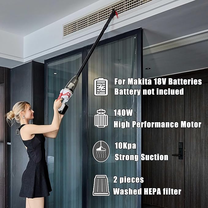 RichFire Cordless Vacuum Cleaner for Makita Battery,Wireless Handheld Power Vacuum Cleaner for Home, Boat, Workshop, Pet Hair, Furniture Cleaning(Tool Only No Battery)