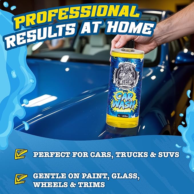 Salty Captain Car Wash Soap 33.8oz – High-Foaming Car Shampoo for Foam Cannons, Guns or Bucket Washes – Anti-Rust Protection & Safe on All Surfaces – Premium Lab Tested Quality