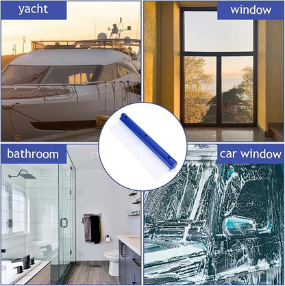 Blue Silicone T-Bar Car Squeegee - 12 Inch Car Window Squeegee for Drying, Professional Flexible One Pass Water Blade Auto Water Blade Cleaning for, Windshield, Glass, Window, Mirror
