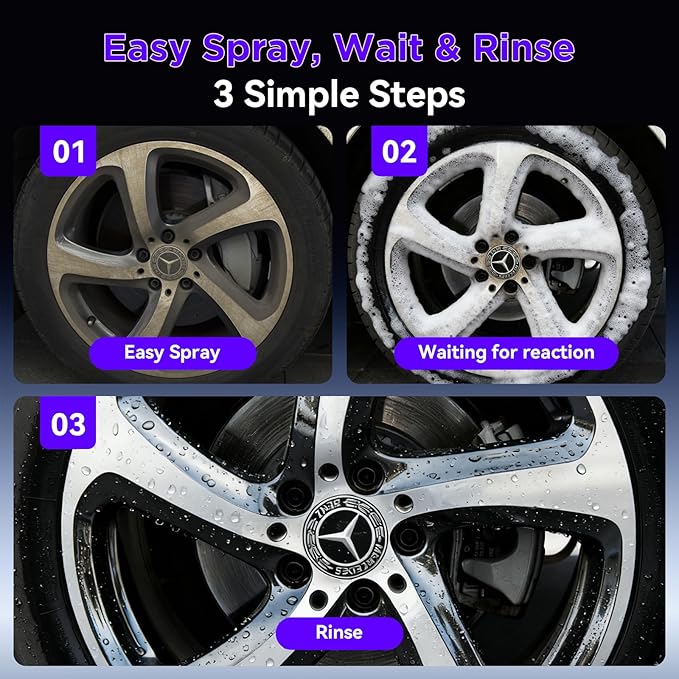 Wheel Cleaner & Rust Dissolver - 500ml, Acid-Powered Formula for Brake Dust & Iron Deposits, Safe for Alloy & Painted Rims