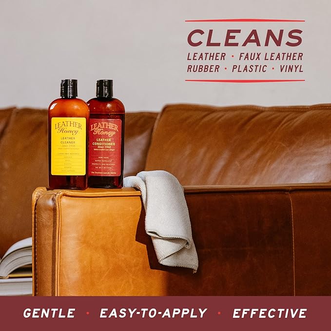 Leather Honey Conditioner Wipes with 8oz Cleaner