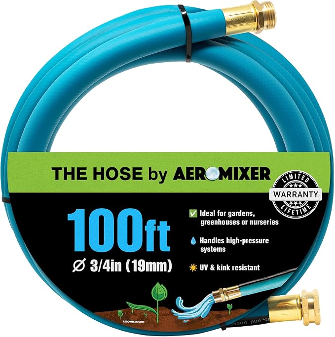 Aeromixer THE HOSE - 3/4 Inch Garden Hose 100 Ft, Kinkless Commercial Garden Hoses, Heavy Duty Industrial Water Hoses for Outdoors, 650 PSI High-Pressure Watering Tool for Farming and Gardening