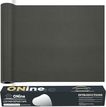 ONine Leather Repair Tape,Self Adhesive Leather Repair Patch,Leather Patches for Furniture,Sofa,Car Seats,Office Chair. Vinyl Repair Kit 16x48in(Gray)