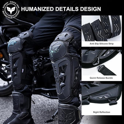 DUHAN Motorcycle Shin Guards 4Pcs Elbow Guard and Knee Pads Adjustable Anti-Slip Motorcycle Protective Gear for Men and Women