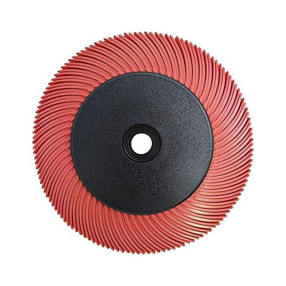 Radial Bristle Brush, 6 in x 1/2 in x 1 in, 220# Red, 1 Set (Contains Ten Single Pieces) and Reduction Sleeve