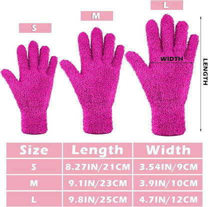 Patelai 3 Pairs Microfiber Plant Dusting Gloves Leaf Cleaning Gloves for Indoor Plants, Blinds, Furniture, House(Small,Purple, Blue, Rose Red)