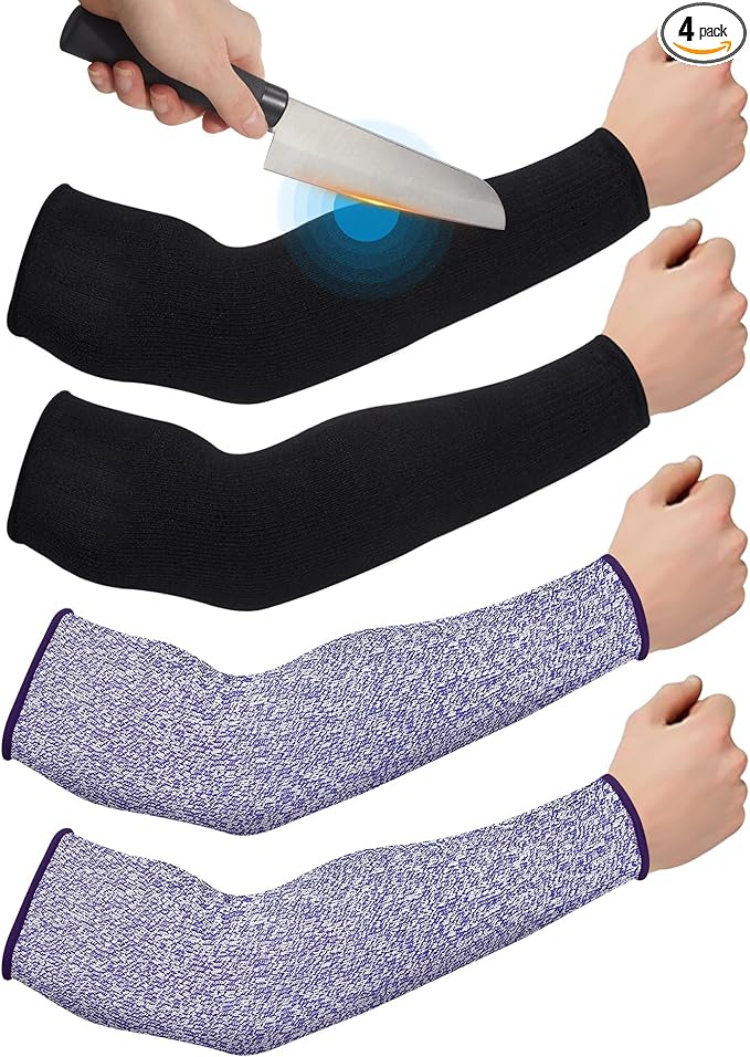 Geyoga 2 Pairs Arm Sleeves Guards Arm Protectors for Thin Skin and Bruising Protective Cut Resistant Sleeves for Men Women(Large,Hppe,Black, Blue)