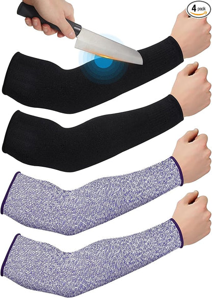 Geyoga 2 Pairs Arm Sleeves Guards Arm Protectors for Thin Skin and Bruising Protective Cut Resistant Sleeves for Men Women(Large,Hppe,Black, Blue)