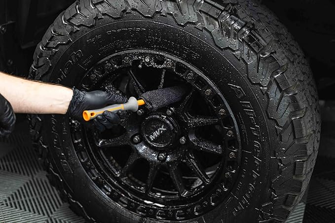 Detail Factory - Wheel Brush Mini with Interchangeable Microfiber Covers - Ultra-Soft Cleaning, Washing and Detailing Wheels, Tires, and Rims - Solar Flare