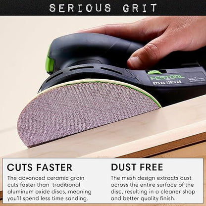Serious Grit - 6-Inch 80 Grit Ceramic Mesh Sanding Discs - Hook & Loop Dust-Free Net Abrasive for Wood, Drywall, Paint, Auto Body - Long Life Ceramic Grain - Universal Fit 125mm Sandpaper - 50 Pack