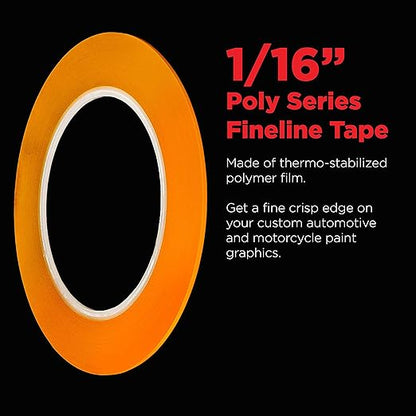 Custom Shop 1/16" Fine Line Tape Fineline Masking Tape Polytape Orange 1/16" X 60 Yard Roll
