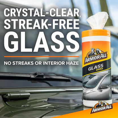 Armor All Protectant, Glass and Cleaning Wipes, Wipes for Car Interior and Car Exterior, 30 Count Each (Pack of 3)