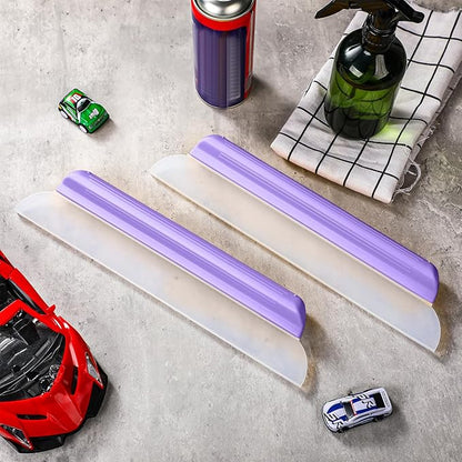2 Pack 14 inch Car Drying Squeegee Longer Silicone Automotive Water Wiper Flexible Auto T-Bar Rubber Blade for Car Windshield Glass Window Bathroom Shower Squeegees Wash Tool (Purple)