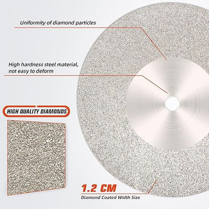 SI FANG 5Pcs 60mm Diamond Cutting Disc Cut Off Wheels with 5Pcs Mandrel 1/8'' Shank Stone Blade for Rotary Tool Drill Attachment Cutting Discs Polishing Glass Tiles Marble Plastic Jade (2.4in)