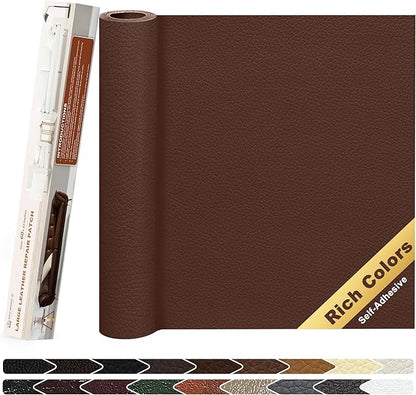 KING MOUNTAIN Leather Repair Patch,12 x 60 Inches self Adhesive Leather Repair Tape for Damaged Leather Furniture, Sofa Seating,Car Seats, Leather Goods（Medium Brown）