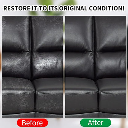 WEYSTOM Leather Recoloring Balm, 12oz Large Size Leather Dye, Color Restorer, Scratch Repair, Furniture & Couch Restorer Kit, Repair Kit for Furniture(Black)