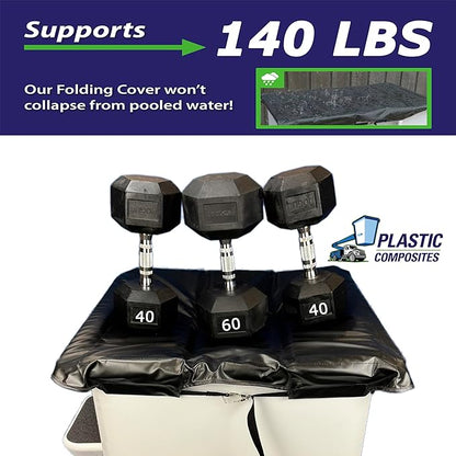 Bucket Truck Parts Folding Hard Top Bucket Cover, Space-saving Foldable Hard Cover that Hold Up Even If Water Pools, Nylon Strap with Buckle for Quick Fastening, Fits 2 Man Bucket (28"x51")
