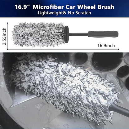 7PCS Car Wheel & Tire Brush Set, Tire Brush,Rims Brush,Microfiber Flat Wheel Brush, Detailing Brushes,Detailing Pads Interior, Exterior, Cleaning kit for Truck, SUV, RV, Motorcycle,Bikes