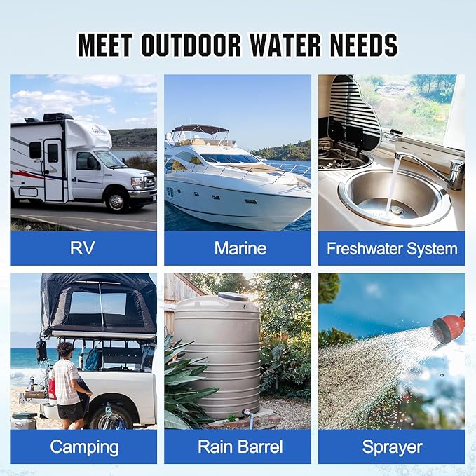 DC HOUSE 110V RV Camper Water Pressure Diaphragm Pump, 4GPM 50PSI 33-Series, On Demand Fresh Water Pump with Pressure Switch for Bathroom Shower Kitchen Sink, Food Truck & Marine Use