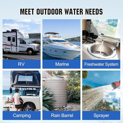 DC HOUSE 110V RV Camper Water Pressure Diaphragm Pump, 4GPM 50PSI 33-Series, On Demand Fresh Water Pump with Pressure Switch for Bathroom Shower Kitchen Sink, Food Truck & Marine Use