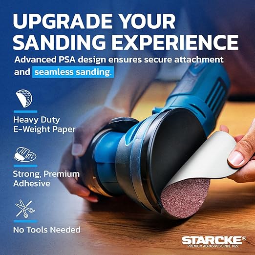8 inch Sanding Disc Self Stick Orbital Sander Pads 25 Pack No Hole - Premium 36 Grit Sandpaper Discs Aluminum Oxide, Durable PSA Sand Paper, Round Sanding Discs Adhesive Back for Wood & Metal