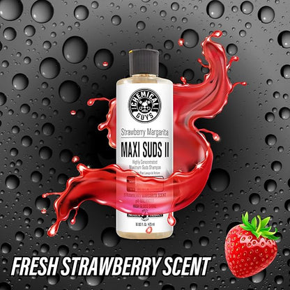 Chemical Guys CWS_1011 Maxi-Suds II Foaming Car Wash Soap (for Foam Cannons, Foam Guns or Bucket Washes) for Cars, Trucks, Motorcycles, RVs & More, 128 Fl Oz (1 Gallon), Strawberry Scent