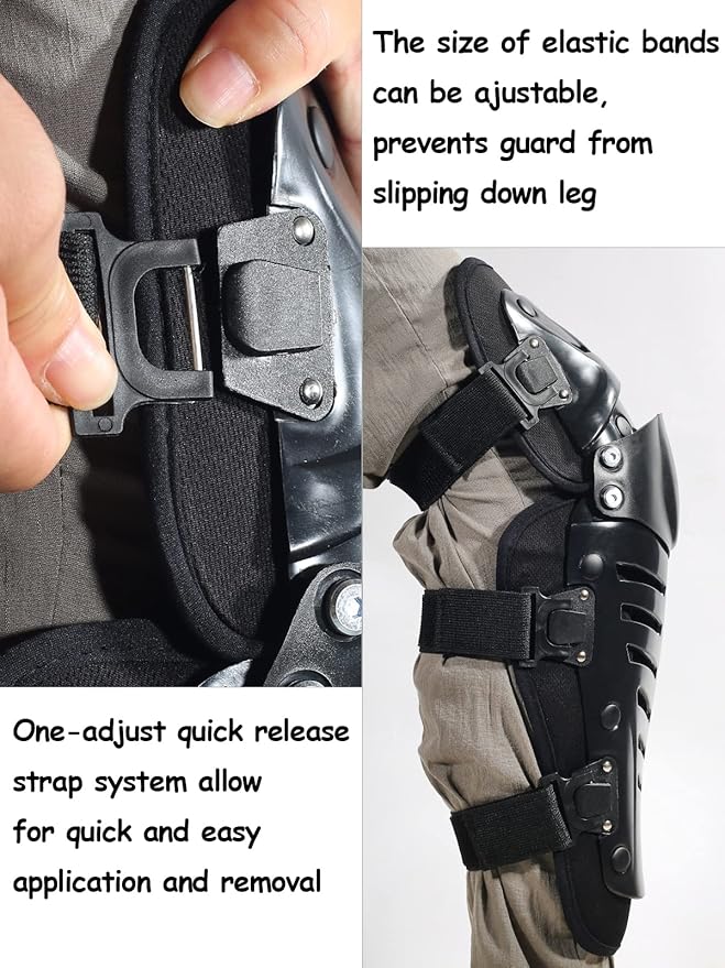 Motorcycle Knee Shin Guards, Long Leg Protection Crash Proof Motorcycle Knee Protection Bendable Adjustable MTB Knee Pads for Men Motocross Gear