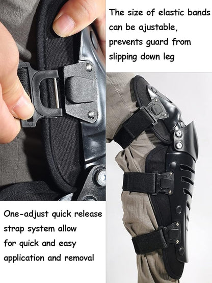 Motorcycle Knee Shin Guards, Long Leg Protection Crash Proof Motorcycle Knee Protection Bendable Adjustable MTB Knee Pads for Men Motocross Gear