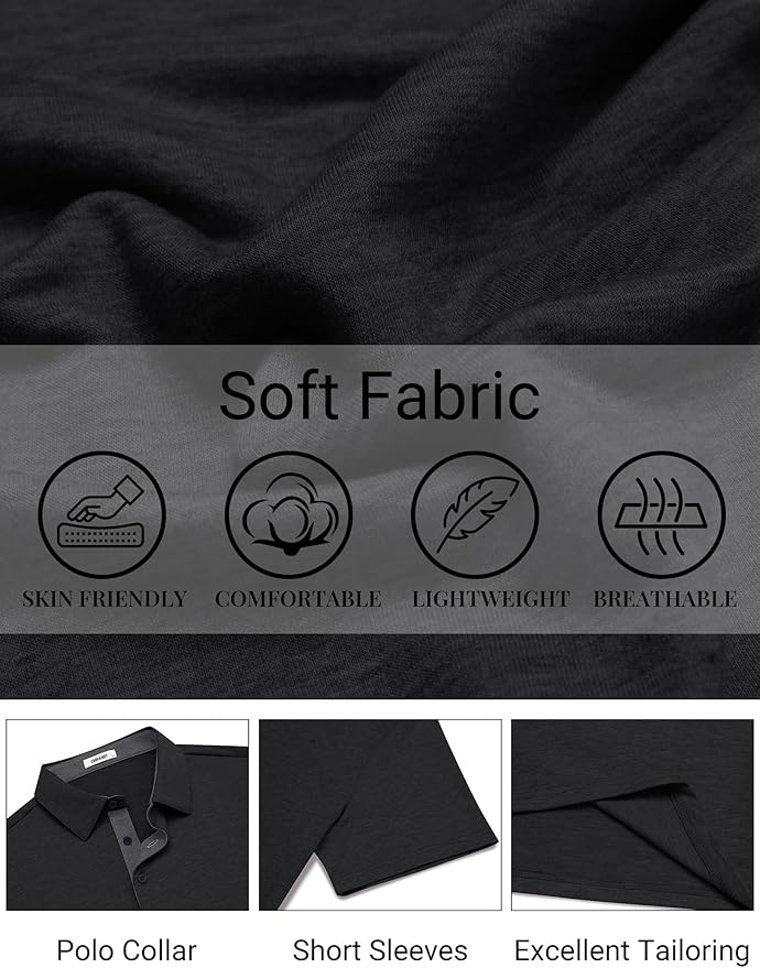 COOFANDY Mens Polo Shirts Short Sleeve Casual Summer Polo Tee Classic Collared Golf Stylish Tops